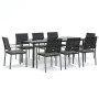 Juego comedor jardín 9 piezas y cojines ratán sintético y acero de , Conjuntos de jardín - Ref: Foro24-3187030, Precio: 553,4...
