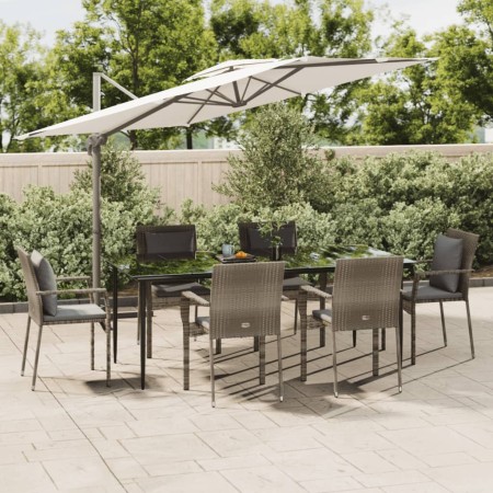 Set comedor jardín 7 pzas y cojines ratán sintético negro gris de , Conjuntos de jardín - Ref: Foro24-3185105, Precio: 559,65...