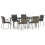 Set comedor jardín 7 pzas y cojines ratán sintético negro gris de , Conjuntos de jardín - Ref: Foro24-3185105, Precio: 559,65...