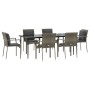 Set comedor jardín 7 pzas y cojines ratán sintético negro gris de , Conjuntos de jardín - Ref: Foro24-3185105, Precio: 559,65...