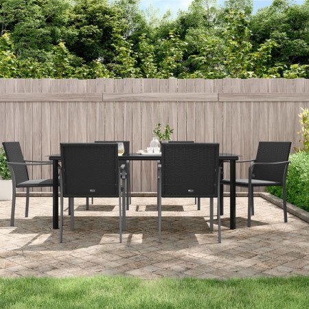 Juego comedor jardín 7 piezas y cojines ratán sintético y acero de , Conjuntos de jardín - Ref: Foro24-3186967, Precio: 521,3...