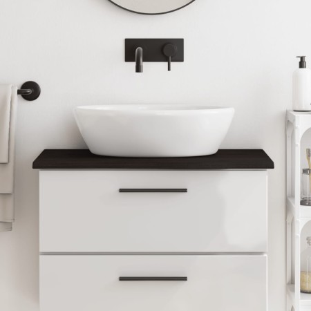 Encimera baño madera maciza tratada marrón oscuro 80x40x2 cm de , Encimeras - Ref: Foro24-3156212, Precio: 47,24 €, Descuento...