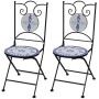 Sillas de jardín bistró plegables 2 uds cerámica azul y blanco de , Sillas de jardín - Ref: Foro24-41531, Precio: 152,27 €, D...