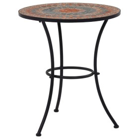 Mesa bistró de mosaico cerámica naranja/gris 60 cm de , Mesas de jardín - Ref: Foro24-46717, Precio: 90,64 €, Descuento: %