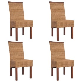 Sillas de comedor 4 unidades ratán natural marrón en Sillas de comedor | Comprar online en Foru.es