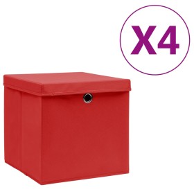 Cajas de almacenaje con tapas 4 uds rojo 28x28x28 cm de , Cestas para almacenaje - Ref: Foro24-325220, Precio: 31,42 €, Descu...