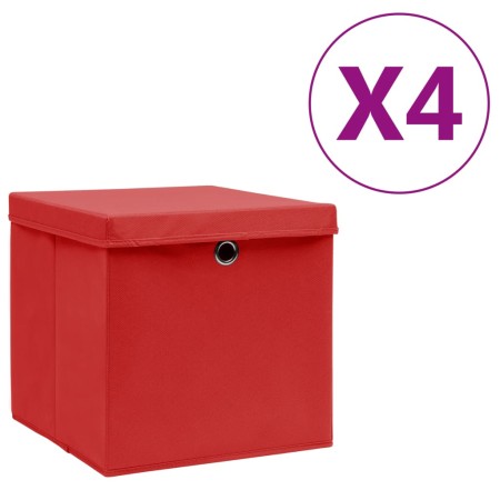 Cajas de almacenaje con tapas 4 uds rojo 28x28x28 cm de , Cestas para almacenaje - Ref: Foro24-325220, Precio: 31,42 €, Descu...