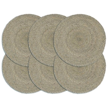 Manteles individuales redondos 6 uds yute gris liso 38 cm | Foro24.es | Tu tienda online para hogar, jardín y más Foro24.es