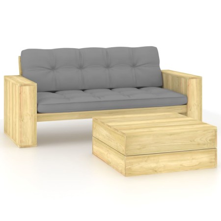 Set de muebles de jardín y cojines 2 pzas madera pino impregnada de , Conjuntos de jardín - Ref: Foro24-3065778, Precio: 494,...