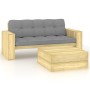 Set de muebles de jardín y cojines 2 pzas madera pino impregnada de , Conjuntos de jardín - Ref: Foro24-3065778, Precio: 494,...