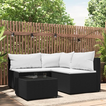 Juego de jardín con cojines 4 piezas ratán sintético negro de , Sofás de exterior - Ref: Foro24-319733, Precio: 290,16 €, Des...