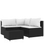 Juego de jardín con cojines 4 piezas ratán sintético negro de , Sofás de exterior - Ref: Foro24-319733, Precio: 290,16 €, Des...