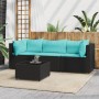 Juego de jardín con cojines 4 piezas ratán sintético negro de , Sofás de exterior - Ref: Foro24-319799, Precio: 222,02 €, Des...