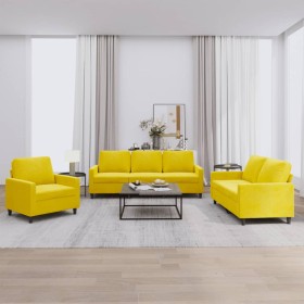 Juego de sofás con cojines 3 piezas terciopelo amarillo de , Sofás - Ref: Foro24-3201482, Precio: 590,15 €, Descuento: %