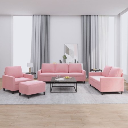 Juego de sofás con cojines 4 piezas terciopelo rosa de , Sofás - Ref: Foro24-3201489, Precio: 749,79 €, Descuento: %
