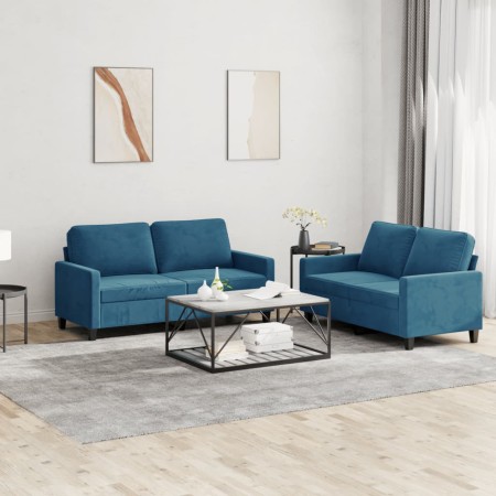 Juego de sofás con cojines 2 piezas terciopelo azul | Foro24.es | Tu tienda online para hogar, jardín y más Foro24.es