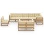 Juego de muebles de jardín 10 pzas y cojines madera maciza pino de vidaXL, Conjuntos de jardín - Ref: Foro24-3076732, Precio:...