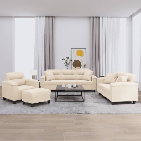 Juego de sofás con cojines 4 piezas tela microfibra beige de , Sofás - Ref: Foro24-3202313, Precio: 881,39 €, Descuento: -5%%