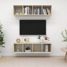 Muebles de salón de pared 2 uds madera ingeniería roble Sonoma de , Muebles TV - Ref: Foro24-3079784, Precio: 118,64 €, Descu...