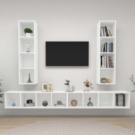 Muebles de salón de pared 4 piezas madera de ingeniería blanco de , Muebles TV - Ref: Foro24-3079889, Precio: 228,41 €, Descu...