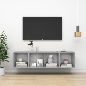 Mueble TV pared madera contrachapada hormigón 37x37x142,5 cm de , Muebles TV - Ref: Foro24-805493, Precio: 61,15 €, Descuento: %