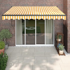 Toldo retráctil aluminio y tela blanco y amarillo 3x2,5 m de , Toldos - Ref: Foro24-3154456, Precio: 186,67 €, Descuento: -5%%