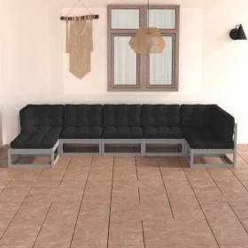 Juego de muebles de jardín 7 pzas y cojines madera maciza pino de vidaXL, Conjuntos de jardín - Ref: Foro24-3076746, Precio: ...