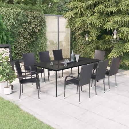 Juego de comedor para jardín 9 piezas negro de , Conjuntos de jardín - Ref: Foro24-3099382, Precio: 601,38 €, Descuento: %