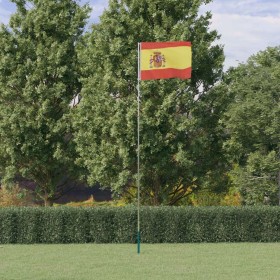 Mástil y bandera de España aluminio 5,55 m de , Banderas y mangas de viento - Ref: Foro24-3147138, Precio: 64,03 €, Descuento: %