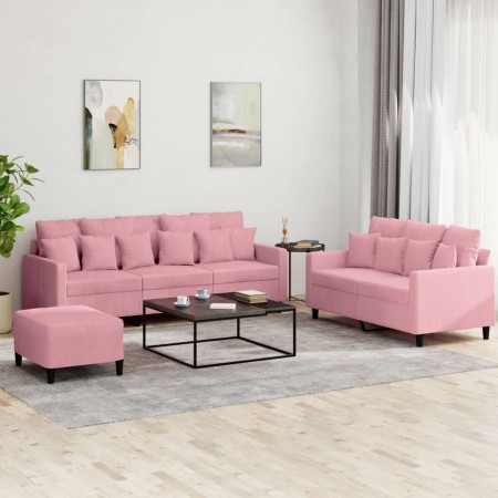 Juego de sofás con cojines 3 piezas terciopelo rosa de , Sofás - Ref: Foro24-3201733, Precio: 588,17 €, Descuento: %