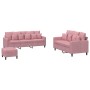 Juego de sofás con cojines 3 piezas terciopelo rosa de , Sofás - Ref: Foro24-3201733, Precio: 588,17 €, Descuento: %