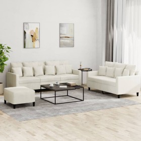 Juego de sofás con cojines 3 piezas terciopelo crema de , Sofás - Ref: Foro24-3201738, Precio: 576,78 €, Descuento: -5%%