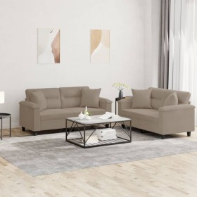 Juego de sofás con cojines 2 piezas tela microfibra gris taupe de , Sofás - Ref: Foro24-3202326, Precio: 538,01 €, Descuento:...