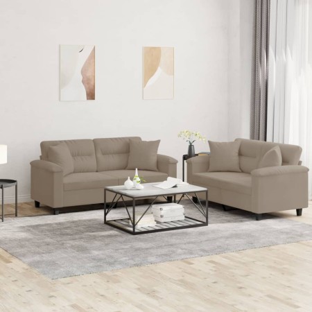 Juego de sofás con cojines 2 piezas tela microfibra gris taupe de , Sofás - Ref: Foro24-3202326, Precio: 538,01 €, Descuento:...