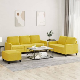 Juego de sofás con cojines 3 piezas terciopelo amarillo de , Sofás - Ref: Foro24-3201532, Precio: 509,47 €, Descuento: %
