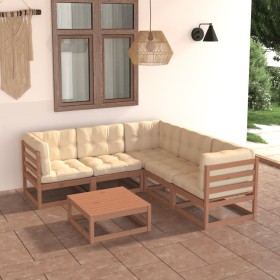 Juego de muebles de jardín 6 pzas y cojines madera maciza pino de vidaXL, Conjuntos de jardín - Ref: Foro24-3076782, Precio: ...