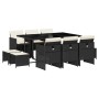 Set de comedor jardín 11 pzas con cojines ratán sintético negro en Conjuntos de jardín | Comprar online en Foru.es