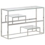 Mesa consola acero inoxidable plateado y vidrio templado de , Mesas consola - Ref: Foro24-350001, Precio: 205,10 €, Descuento: %