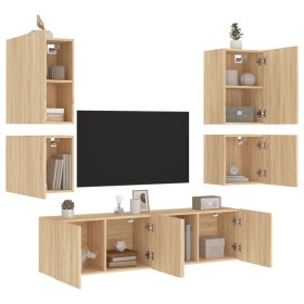 Muebles de TV de pared 6 pzas madera de ingeniería roble Sonoma de , Muebles TV - Ref: Foro24-3216473, Precio: 186,75 €, Desc...