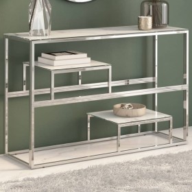 Mesa consola acero inoxidable plateado y vidrio templado de , Mesas consola - Ref: Foro24-350003, Precio: 185,40 €, Descuento: %