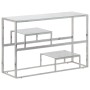 Mesa consola acero inoxidable plateado y vidrio templado de , Mesas consola - Ref: Foro24-350003, Precio: 185,40 €, Descuento: %