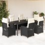 Set de comedor de jardín 7 pzas y cojines ratán sintético negro de , Conjuntos de jardín - Ref: Foro24-3212739, Precio: 916,5...