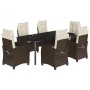 Set comedor de jardín 7 pzas con cojines ratán sintético marrón de , Conjuntos de jardín - Ref: Foro24-3212779, Precio: 1,00 ...