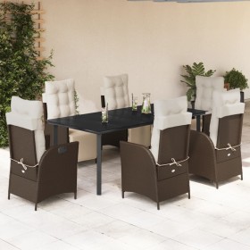 Set comedor de jardín 7 pzas con cojines ratán sintético marrón de , Conjuntos de jardín - Ref: Foro24-3213418, Precio: 1,00 ...