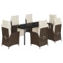 Set comedor de jardín 7 pzas con cojines ratán sintético marrón de , Conjuntos de jardín - Ref: Foro24-3213418, Precio: 1,00 ...