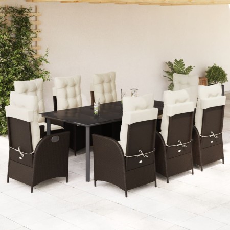 Set comedor para jardín 9 pzas y cojines ratán sintético marrón de , Conjuntos de jardín - Ref: Foro24-3213212, Precio: 1,00 ...