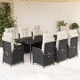 Set de comedor de jardín 9 pzas y cojines ratán sintético negro de , Conjuntos de jardín - Ref: Foro24-3213163, Precio: 1,00 ...