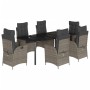 Set comedor jardín 7 pzas y cojines ratán sintético gris de , Conjuntos de jardín - Ref: Foro24-3213231, Precio: 1,00 €, Desc...