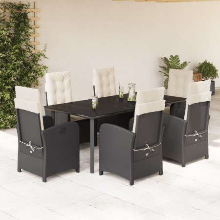 Set de comedor de jardín 7 pzas y cojines ratán sintético negro de , Conjuntos de jardín - Ref: Foro24-3212307, Precio: 902,8...