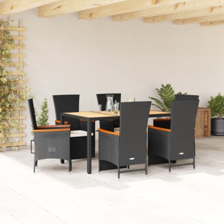 Set de comedor de jardín 7 pzas y cojines ratán sintético negro de , Conjuntos de jardín - Ref: Foro24-3277511, Precio: 887,7...